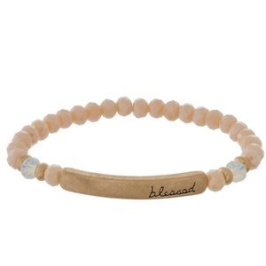 Crystal Avenues Cream Beaded Blessed Bracelet